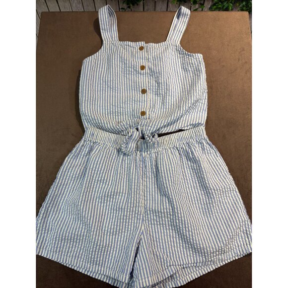 H&M Girls Light Blue Striped Cotton 2 Piece Set Size 8-9 (SKU 111G) - Picture 2 of 6